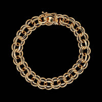 14K Yellow Gold Estate Double Link Charm Bracelet