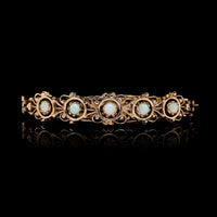 14K Yellow Gold Estate Opal Bangle Bracelet