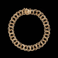 14K Yellow Gold Estate Double Link Charm Bracelet