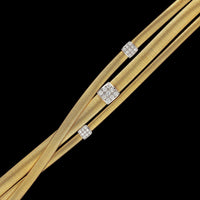 Marco Bicego 18K Yellow Gold Estate Diamond Three Strand Mixed Coil Bracelet