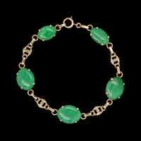Vintage 14K Yellow Gold Estate Jadeite Bracelet