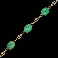 Vintage 14K Yellow Gold Estate Jadeite Bracelet