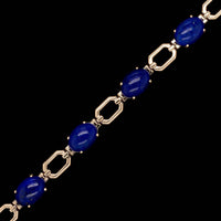 14K Yellow Gold Estate Lapis Bracelet