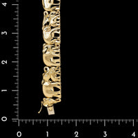 18K Yellow Gold Estate Diamond Elephant Bracelet