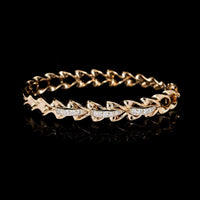 14K Two-tone Gold Estate Diamond Twist Bangle Bracelet