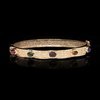 14K Yellow Gold Estate Gem-set Bangle