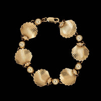 Retro Larter & Sons 14K Yellow Gold Estate Shell Motif Bracelet