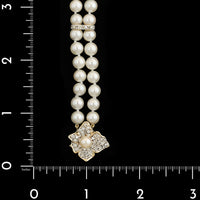 14K Yellow Gold Estate Cultured Pearl and Diamond Bracelet