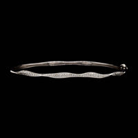 14K White Gold Estate Diamond Bangle Bracelet