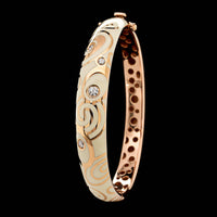 Roberto Coin 18K Rose Gold Estate Vintage White Enamel and Diamond Bangle