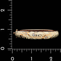 Roberto Coin 18K Rose Gold Estate Vintage White Enamel and Diamond Bangle
