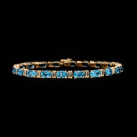 14K Yellow Gold Estate Blue Topaz Bracelet
