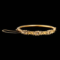 Vintage 14K Yellow Gold Estate Diamond Bangle