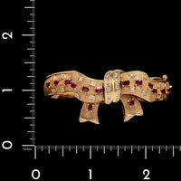 18K Yellow Gold Estate Ruby and Diamond Bow Bangle