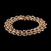 14K Yellow Gold Estate Double Link Charm Bracelet