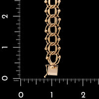 14K Yellow Gold Estate Double Link Charm Bracelet