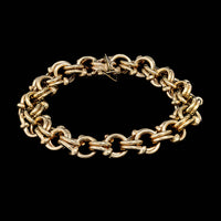 14K Yellow Gold Estate Double Link Charm Bracelet