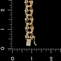 14K Yellow Gold Estate Double Link Charm Bracelet