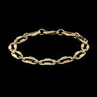 14K Yellow Gold Estate Oval Fancy Link Bracelet