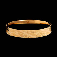 14K Yellow Gold Estate Engraved Hinged Bangle Bracelet