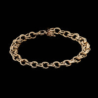 14K Yellow Gold Estate Double Link Charm Bracelet
