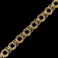 14K Yellow Gold Estate Double Link Charm Bracelet