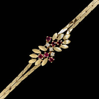 14K Yellow Gold Estate Ruby and Diamond Bracelet