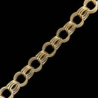 14K Yellow Gold Estate Triple Link Charm Bracelet