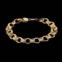 14K Yellow Gold Estate Triple Link Charm Bracelet