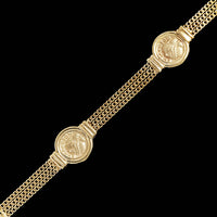 14K Yellow Gold Estate Coin Style Bracelet