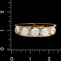 14K Yellow Gold Estate Cultured Freshwater Pearl and Diamond Bangle
