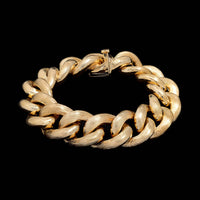 14K Yellow Gold Estate Textured Link Bracelet