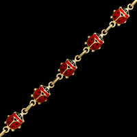 18K Yellow Gold Estate Enamel Ladybug Bracelet