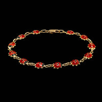 18K Yellow Gold Estate Enamel Ladybug Bracelet