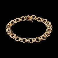 14K Yellow Gold Double Link Charm Bracelet