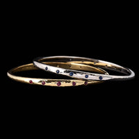 18K Two-tone Gold Estate Pair of Ruby, Sapphire and Diamond Bangles