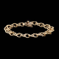 14K Yellow Gold Estate Double Link Charm Bracelet