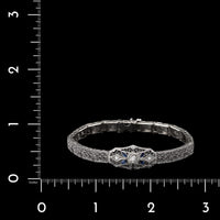 Vintage 18K White Gold Estate Synthetic Sapphire and Diamond Filigree Bracelet