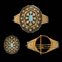 Vintage 14K Yellow Gold Estate Gem-set Bracelet with Removable Pin