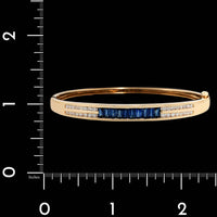 14K Yellow Gold Estate Sapphire and Diamond Bangle Bracelet