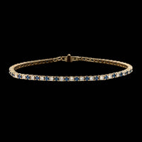 14K Yellow Gold Estate Sapphire and Diamond Tennis Bracelet