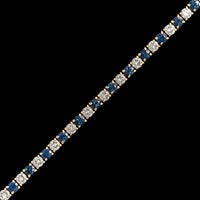14K Yellow Gold Estate Sapphire and Diamond Tennis Bracelet