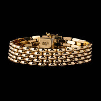 14K Yellow Gold Estate Five Row Panther Link Bracelet