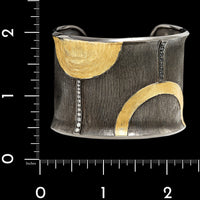 John Apel Sterling Silver, 18K Yellow Gold and Platinum Estate Cuff Bracelet
