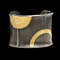 John Apel Sterling Silver, 18K Yellow Gold and Platinum Estate Cuff Bracelet