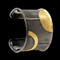 John Apel Sterling Silver, 18K Yellow Gold and Platinum Estate Cuff Bracelet