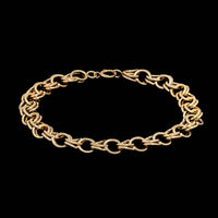 14K Yellow Gold Estate Double Link Charm Bracelet