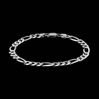 14K White Gold Estate Figaro Link Bracelet