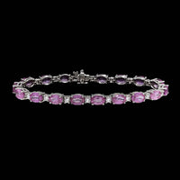 14K White Gold Estate Pink Sapphire and Diamond Bracelet