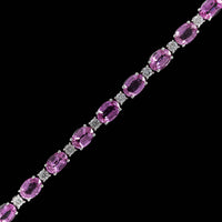 14K White Gold Estate Pink Sapphire and Diamond Bracelet